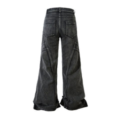 American Men Jeans Washed Loose Pants Wide Leg Pants