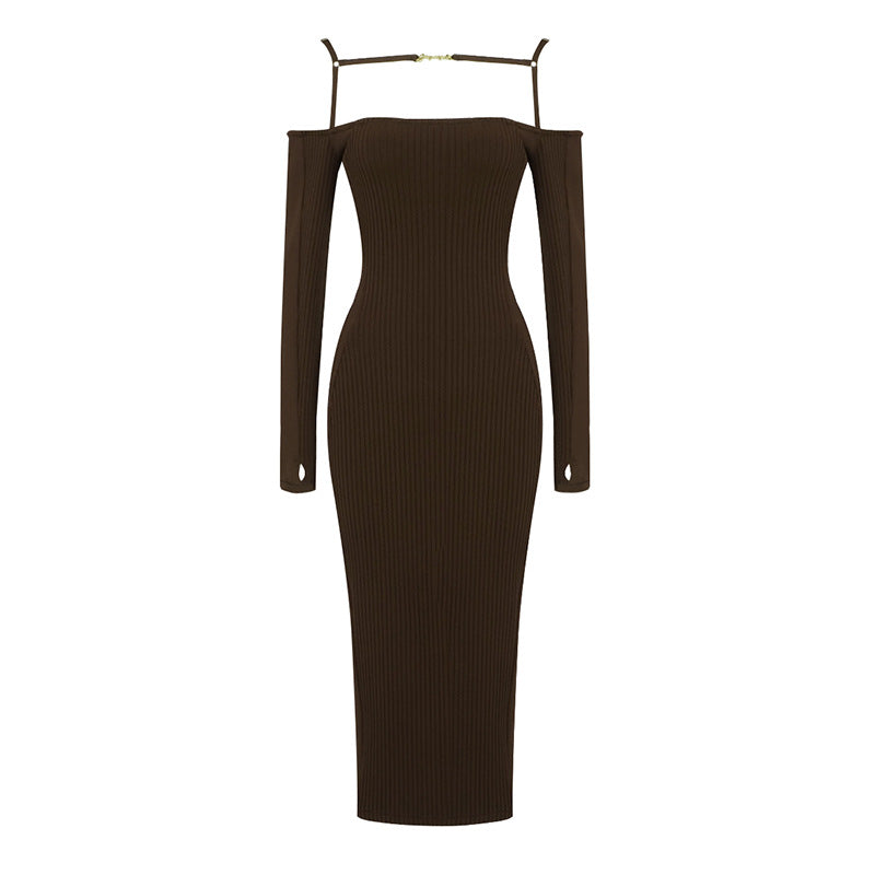 Emily Ratajkowski Dress Long Sleeve Tube Top Sexy Spaghetti Straps Knitted Dress