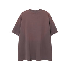 Camisas Vintage Hombre retro gradual change washed neutral wind round neck men's and women's short-sleeved T-shirt