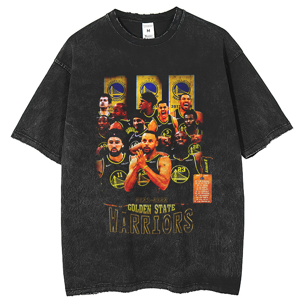 Men T Shirts Printed Vintage Short Sleeve T-Shirt Hip Hop Basketball