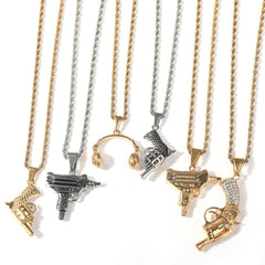 Jewelry Fashion Pistol Pendant Necklace rapper Armament