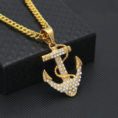 Jewelry Hip Hop Anchor Pendant Necklace rapper Crosses
