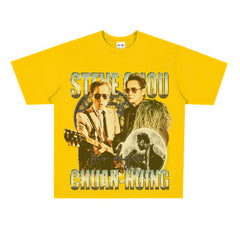 Film Star T Shirt Loose Heavy Retro Street Cotton American T-shirt Men and Women