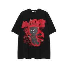 Camisas Vintage Hombre Vintage Demon Loose Short Sleeve T-Shirt