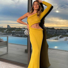 Emily Ratajkowski Dress Hollow Sheath Long Sleeve Fishtail Dress