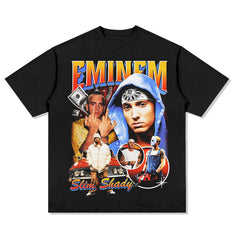 Detroit Eminem T Shirt Vintage Loose Heavy Crew Neck T Shirt