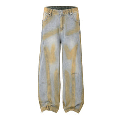 American Mens Jeans Vintage Washed Jeans Trousers
