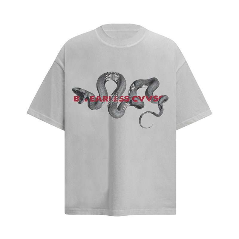 Ellie Seattle Shirt represents Washed Heavy Industries Digital Snake Print Loose Short Sleeve T-Shirt