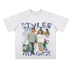 Film Star T Shirt Loose Heavy Crew Neck Street T-shirt