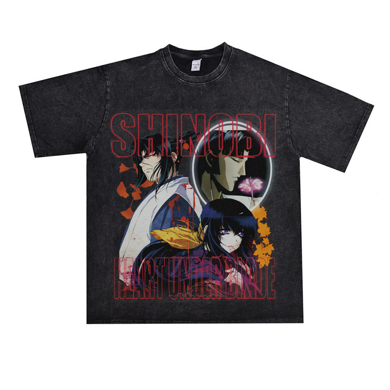 Film Star T Shirt Cartoon Anime Movie Jia He Fa Ren Post Loose Retro Street Cotton T-shirt