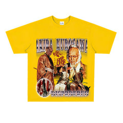 Film Star T Shirt Short Sleeve American Retro Loose Heavy round Neck Street T-shirt Men and Women