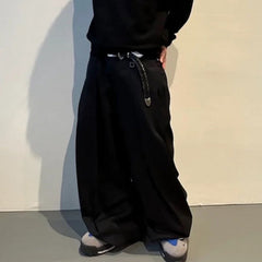 Color straight casual trousers