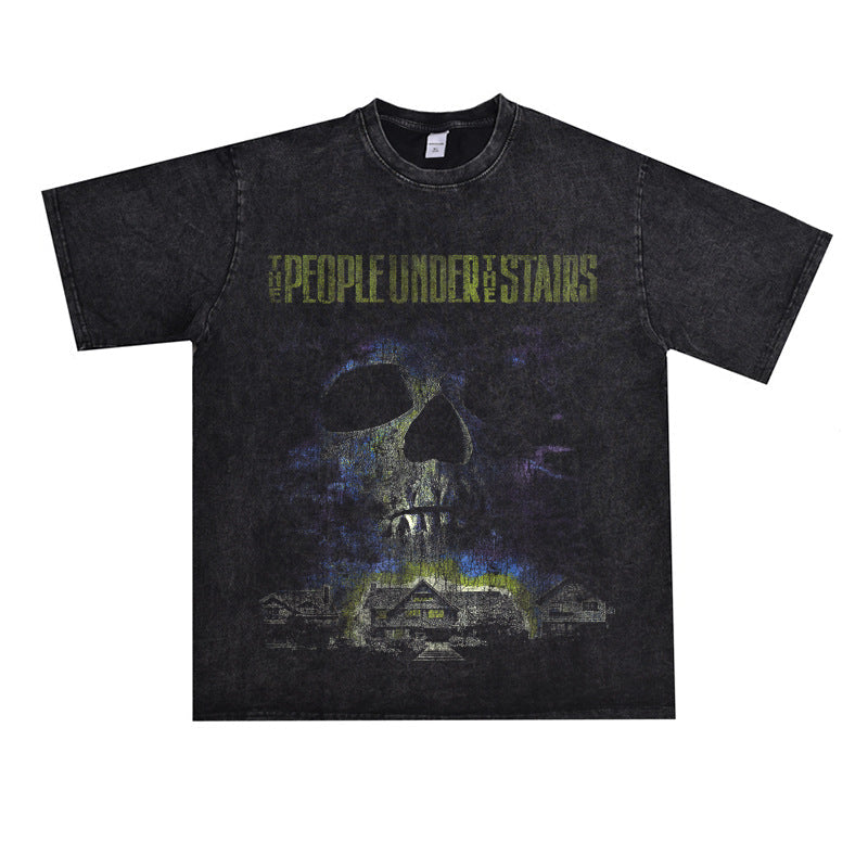 Film Star T Shirt Movie Ladder Devil Pure Cotton Loose Nostalgic Short Sleeve Trendy Heavy T-shirt for Men