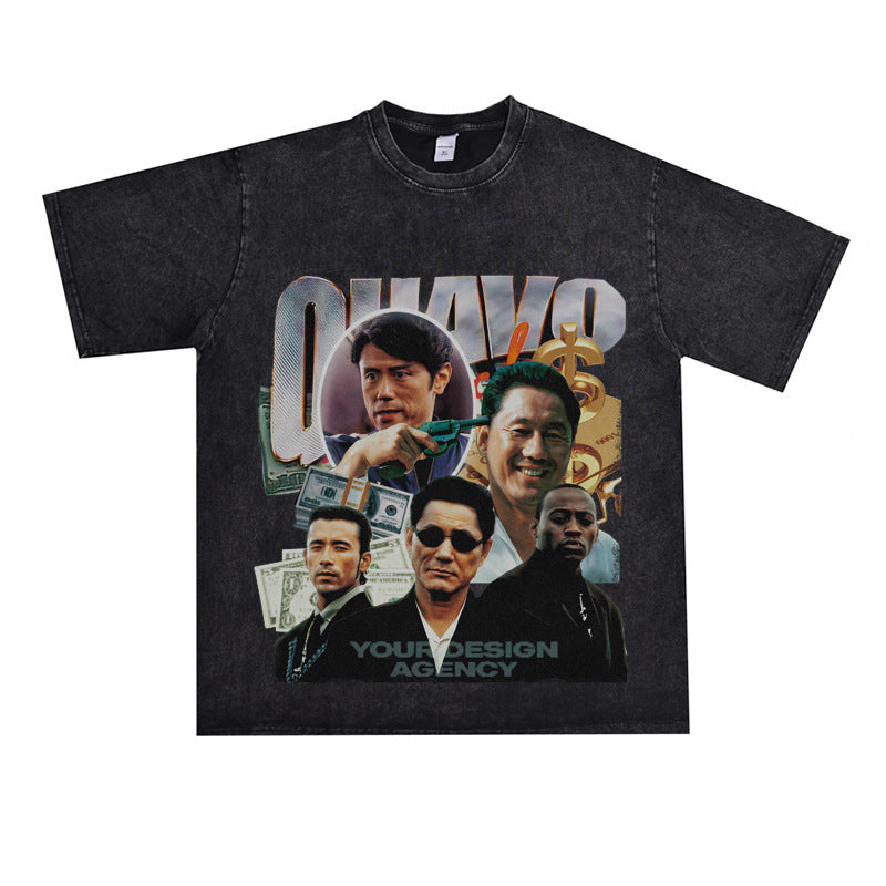 Film Star T Shirt Loose Japanese Style Retro Street Cotton T-shirt Men