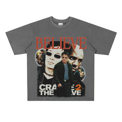 Film Star T Shirt Hong Kong Film Cradle to the Grave Loose Retro Street Cotton T-shirt Men and Women