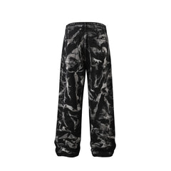 American Men Jeans Old Tie-Dye Straight Casual Retro Jeans