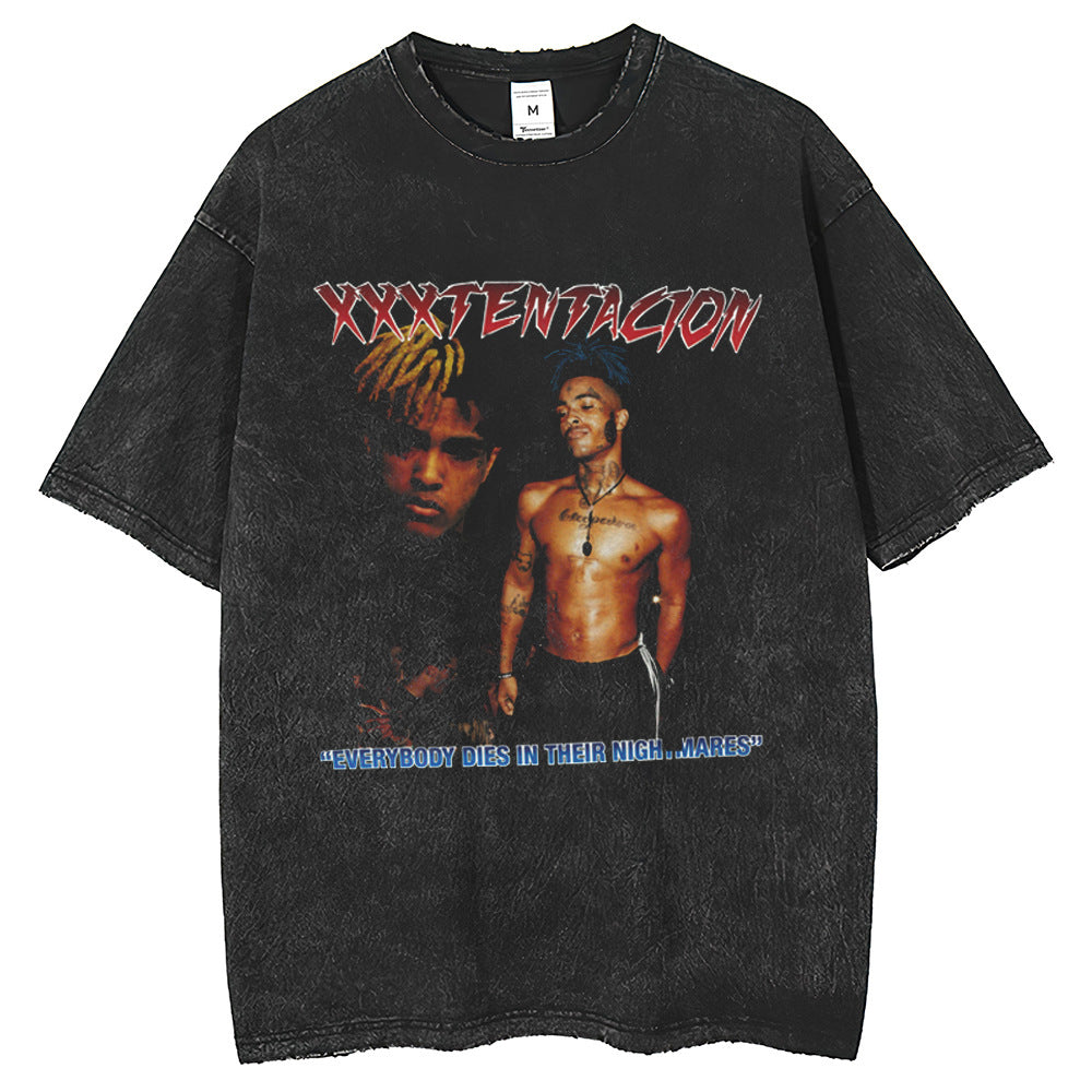 Men T Shirts American Hip Hop Street Rap Do Old Wash Oversize