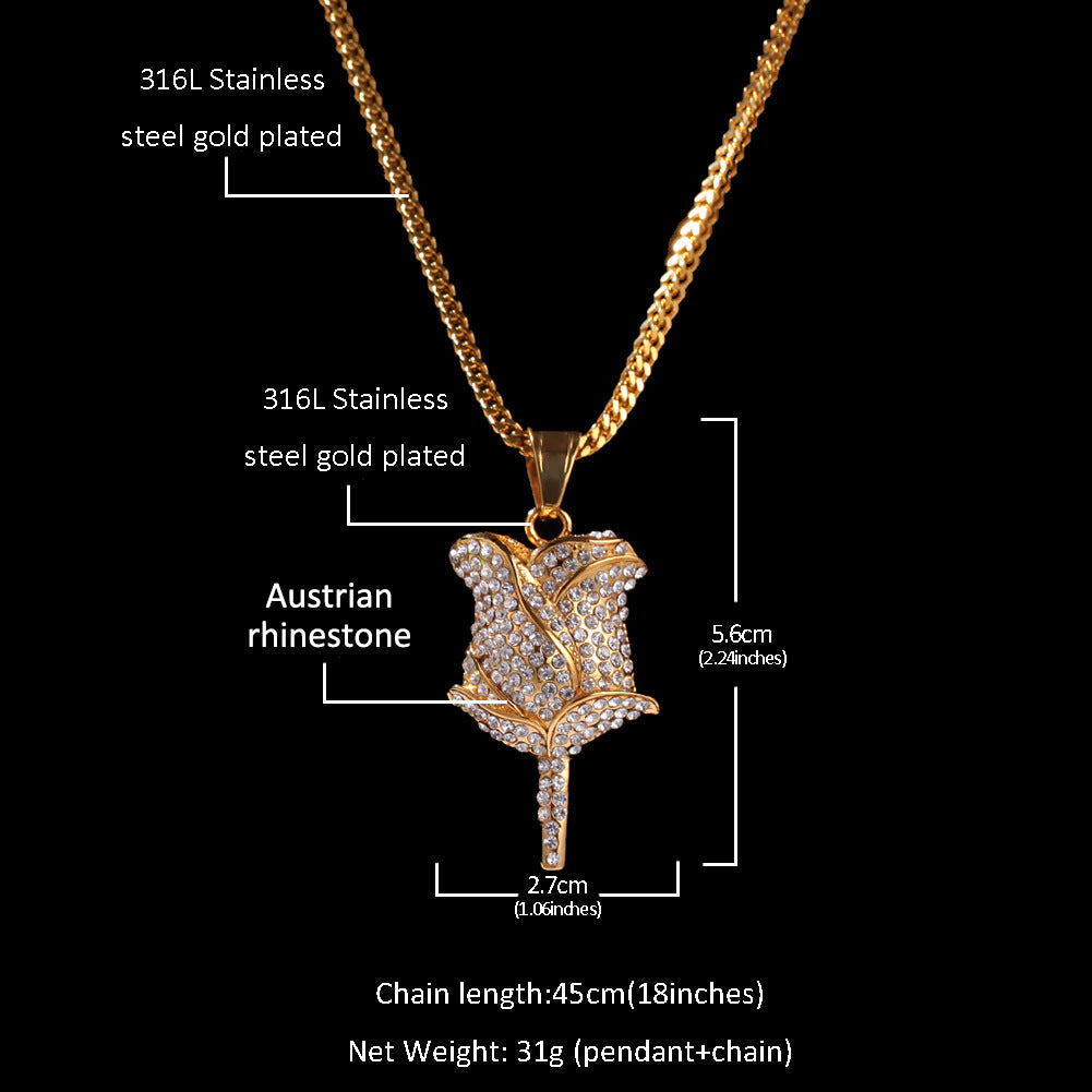 Jewelry Diamond Rose Fashion Necklace Royalty St. Valentine's