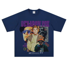 Film Star T Shirt Short Sleeve American Retro Loose-Fitting Pure Cotton T-shirt Men