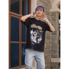 Film Star T Shirt Movie Wolf Pure Cotton Loose Nostalgic Short Sleeve American Retro T-shirt Men