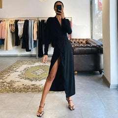 Emily Ratajkowski Dress Slim Fit Slit Sexy Temperament Dress