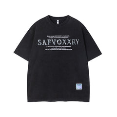 Camisas Vintage Hombre Alphabet Print Short Sleeve T-Shirt