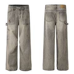 American Men Jeans Vintage Splash Ink Do Dirty Wash Do Old Jeans