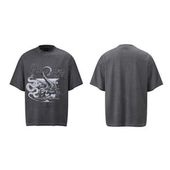 80s Casual Classics Shirts 3D Digital Inkjet Snake Battle Printing Loose Crew Neck Short Sleeve T-Shirt