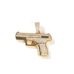 Jewelry Gun Shape Diamond Pendant Necklace rapper Armament