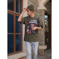 Film Star T Shirt Trendy Cotton Short Sleeve Loose round Neck American Retro T-shirt for Men