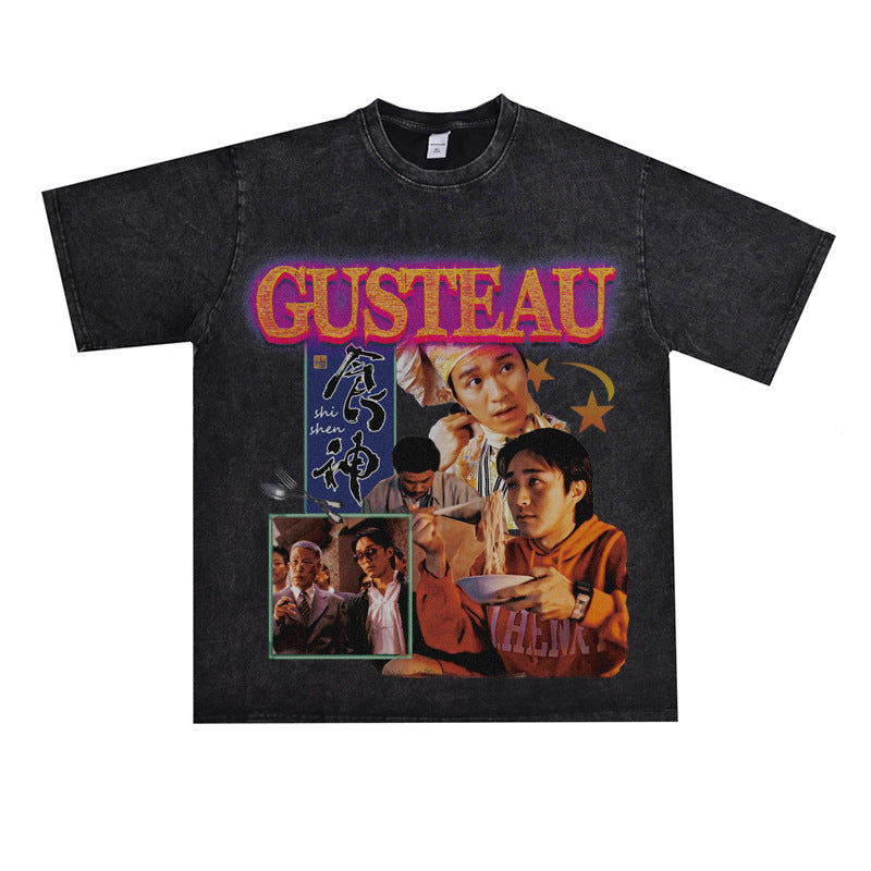 Film Star T Shirt Classic Movie Zhou Xingchi Short Sleeve American Retro T-shirt Men and Women