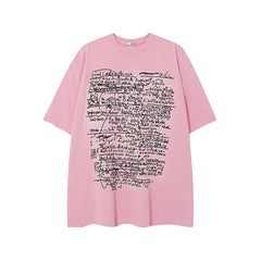 Camisas Vintage Hombre Vintage Alphabet Graffiti Short Sleeve T-Shirt oversize