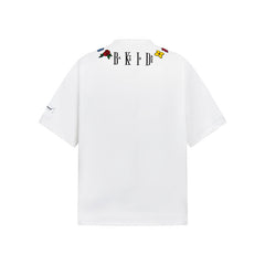 80s Casual Classics Shirts Embroidered Letter Necklace Short Sleeve T-Shirt Oversize Loose Top