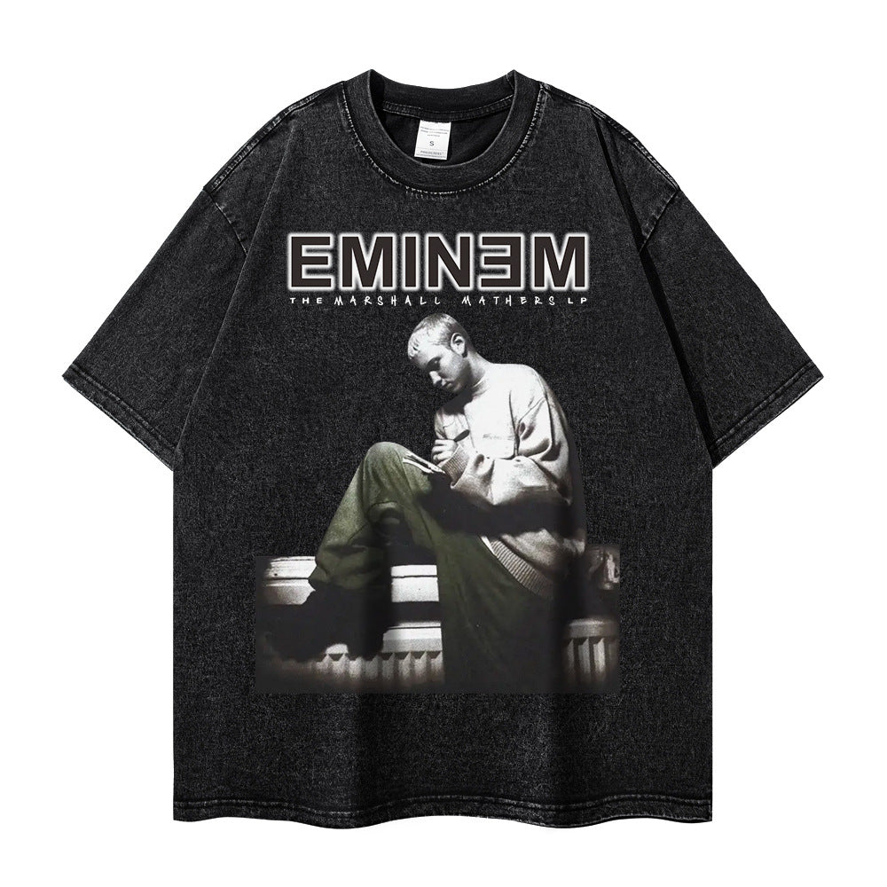 Detroit Eminem T-Shirt Vintage Loose Crew Neck T-Shirt