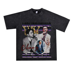 Film Star T Shirt Loose Heavy Retro Street Cotton American T-shirt Men and Women