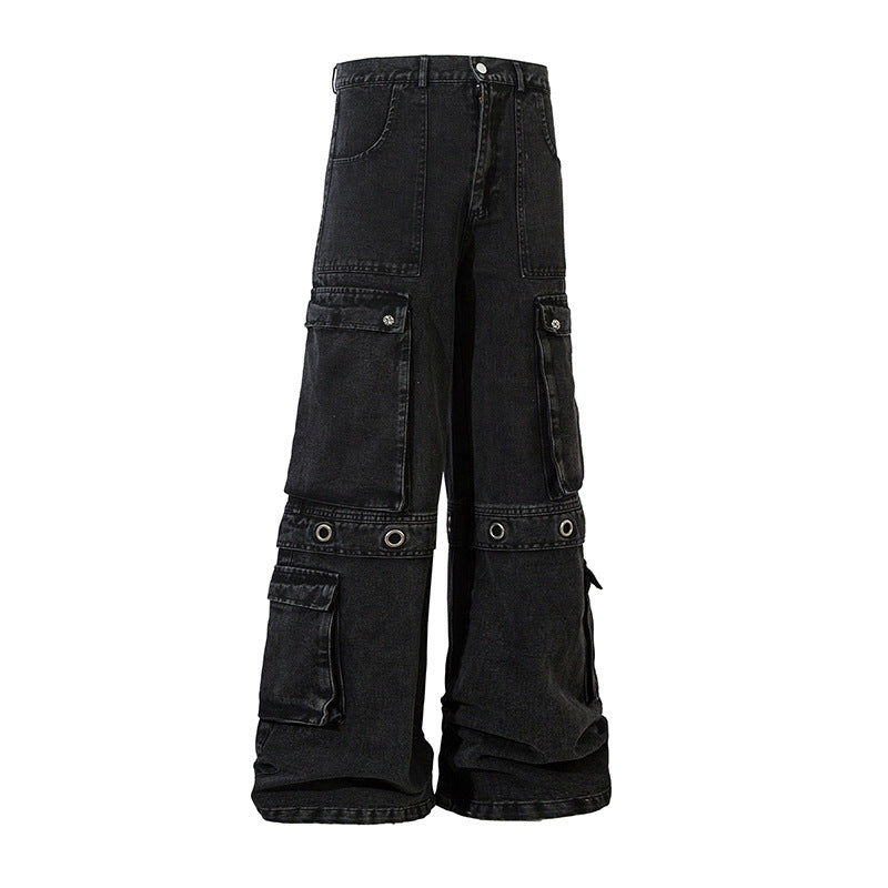 American Men Jeans Straight Jeans Loose Casual Wide Leg Pants