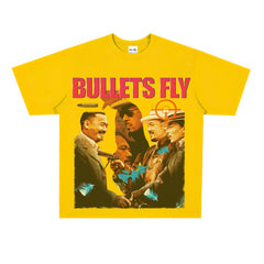 Film Star T Shirt Short Sleeve Retro American Street Heavy Personality T-shirt for Men and Women