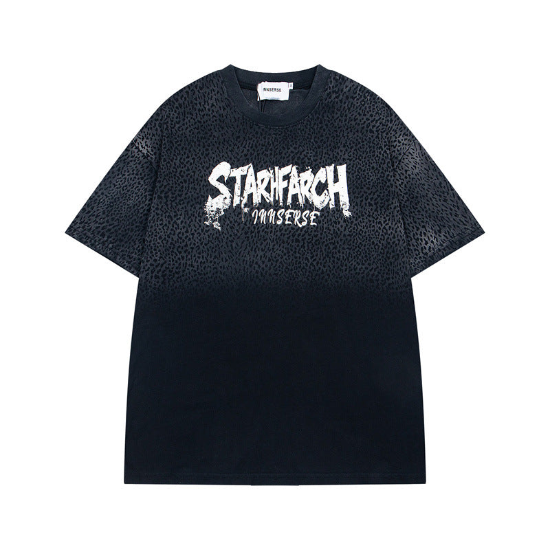 Ellie Seattle Shirt casual wash gradual change tie-dye leopard print T-shirt