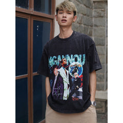 Film Star T Shirt Short Sleeve Loose Retro American Design T-shirt Men