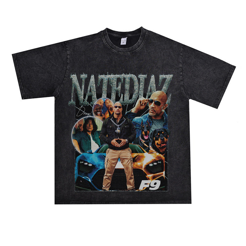 Film Star T Shirt Speed and Passion Pure Cotton Short Sleeve Loose T-shirt Men