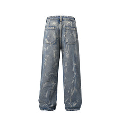 American Men Jeans Old Tie-Dye Straight Casual Retro Jeans