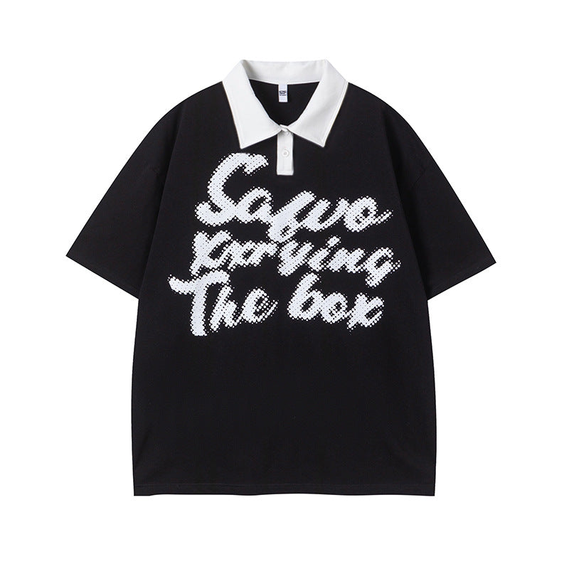 Camisas Vintage Hombre Alphabet Short Sleeve T-Shirt POLO Shirt