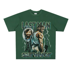 Film Star T Shirt Loose Heavy Retro Street Cotton American T-shirt for Men and Women