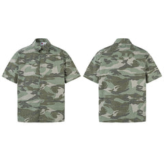 80s Casual Classics Shirts Vintage Washed Camouflage Button Lapel Shirt