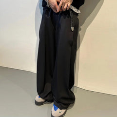 Color straight casual trousers