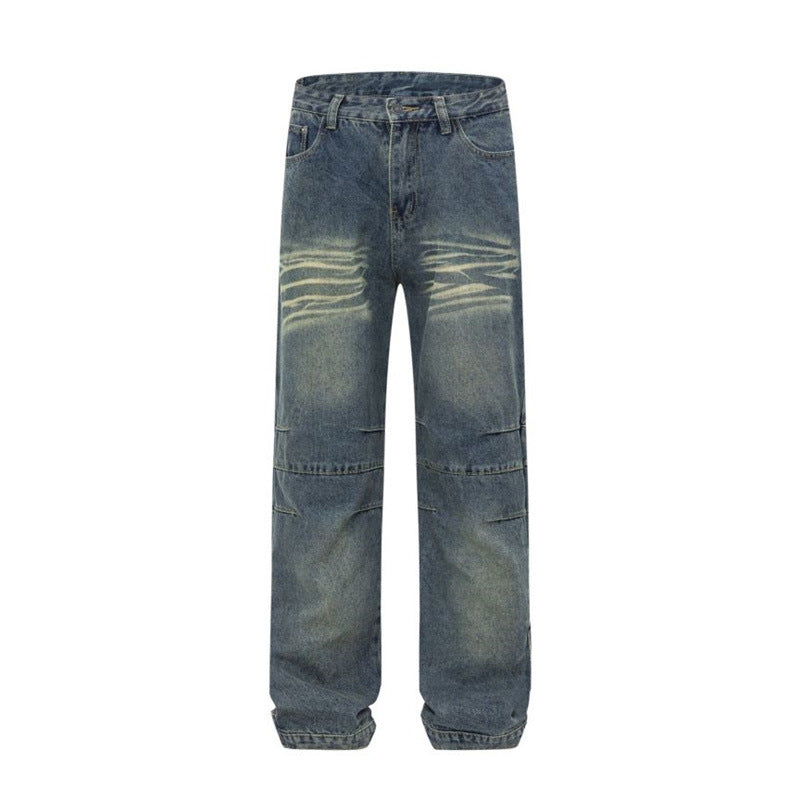 American Mens Jeans Retro Jeans Loose Straight Pants