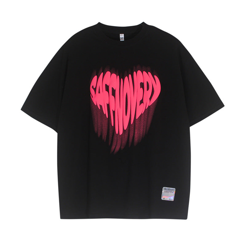 Camisas Vintage Hombre Vintage Love Foam Graffiti Short Sleeve T-Shirt