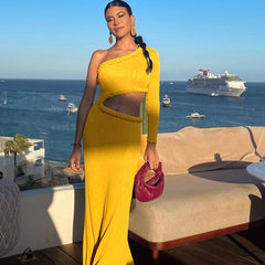 Emily Ratajkowski Dress Hollow Sheath Long Sleeve Fishtail Dress