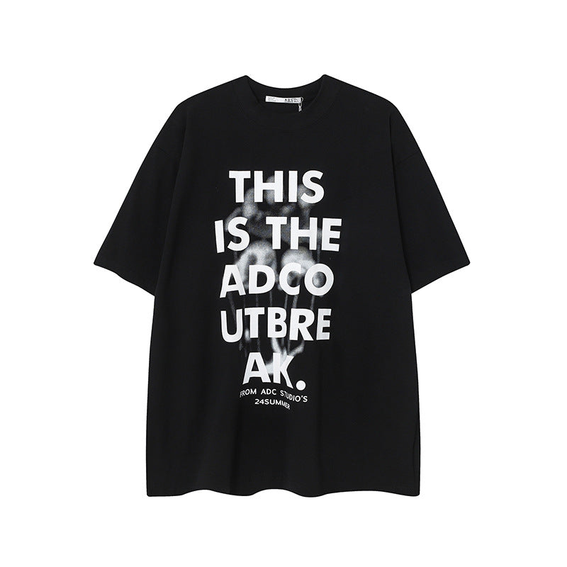 Camisas Vintage Hombre Vintage Letter Cleanfit Loose Short Sleeve T-Shirt