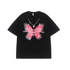 Camisas Vintage Hombre Butterfly Print Short Sleeve T-Shirt